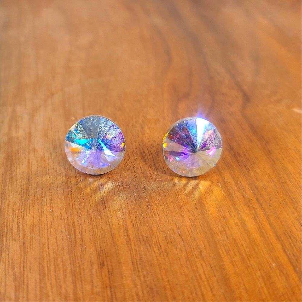 💜2 for 20$ Vintage Costume Jewelry Plastic Rhinestone Stud Earrings